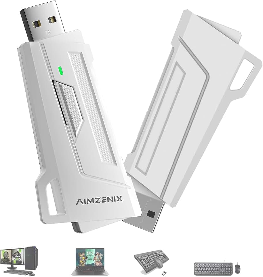 Megadream AX200 PC Spiel Tastatur und Maus Adapter für PC, App Anpassung mit Smart Joystick Funktion, 1000Hz Reporting Rate, Boot-Free, Flex Mapping, Gaming Tastatur Maus Konverter für Konsole