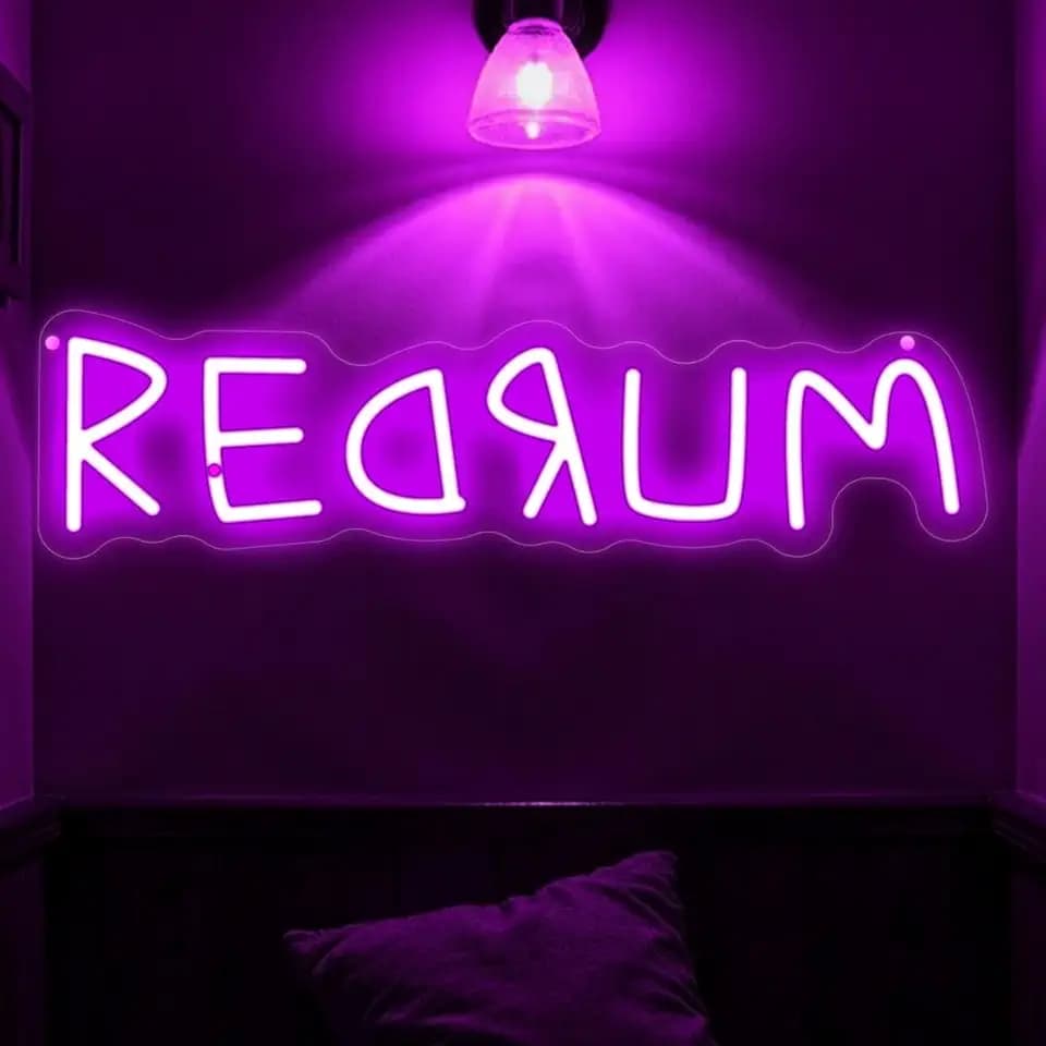 Redrum Neon Sign Funk Spooky Wall Decor Gothic Game Room-Purple-16.5"x4.3"