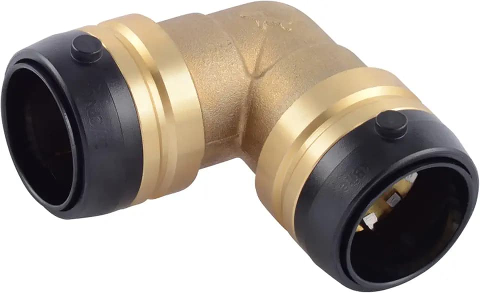 SharkBite 1-1/4 Inch 90 Degree Elbow, Push to Connect Brass Plumbing Fitting, PEX Pipe, Copper, CPVC, PE-RT, HDPE, UXL0235