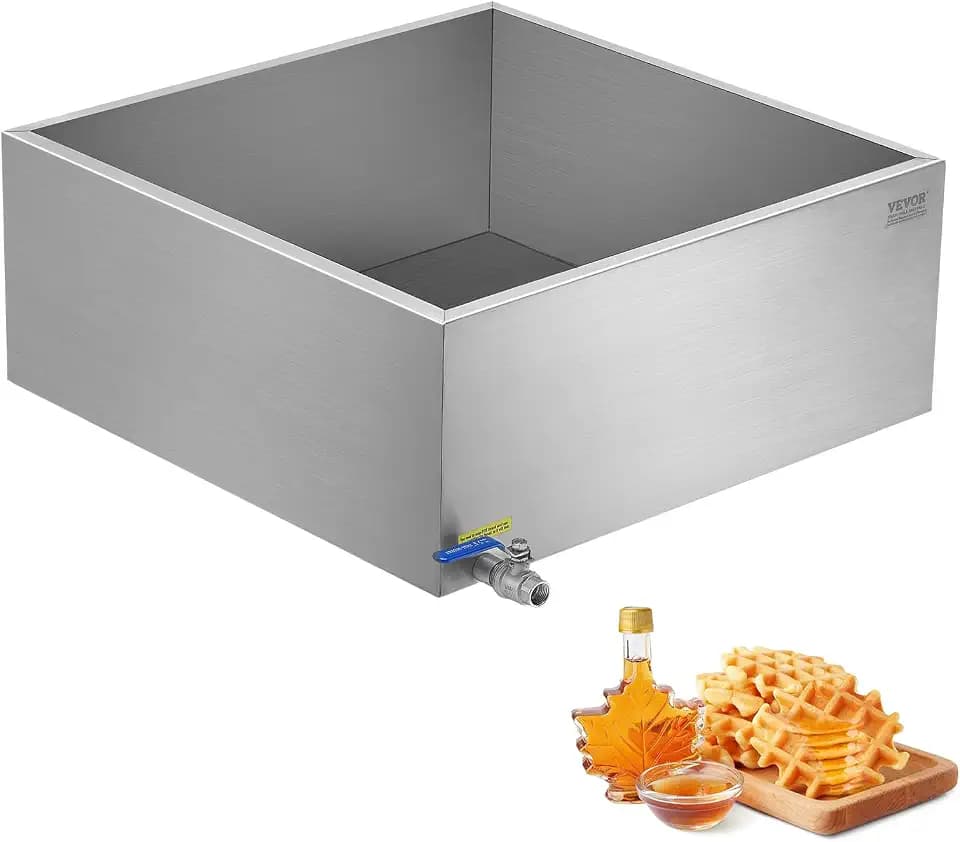 VEVOR Maple Syrup Evaporator Pan, 24.9 Gal, 24 x 24 x 10 Inch Maple Syrup, 304 Stainless Steel Maple Syrup Pan, Evaporator Pan with 1 Valve and 3 Heating Methods, for Home, Outdoor