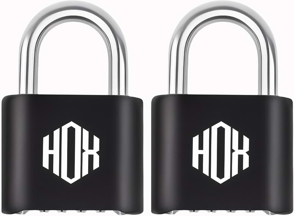 HOX 4 Digit Combination Lock, Heavy Duty Outdoor Padlock, 2-Pack