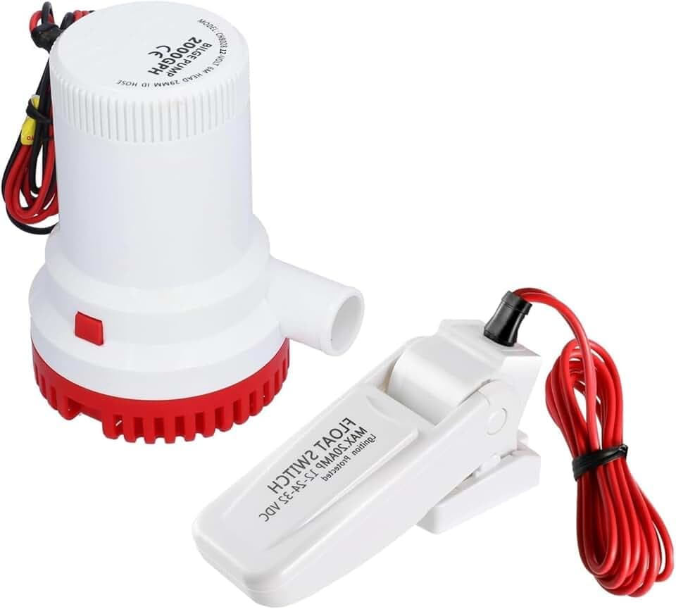 2000gph Electric Marine Bilge Pump with Automatic Boat Bilge Pump Float Switch for Areas In Ships