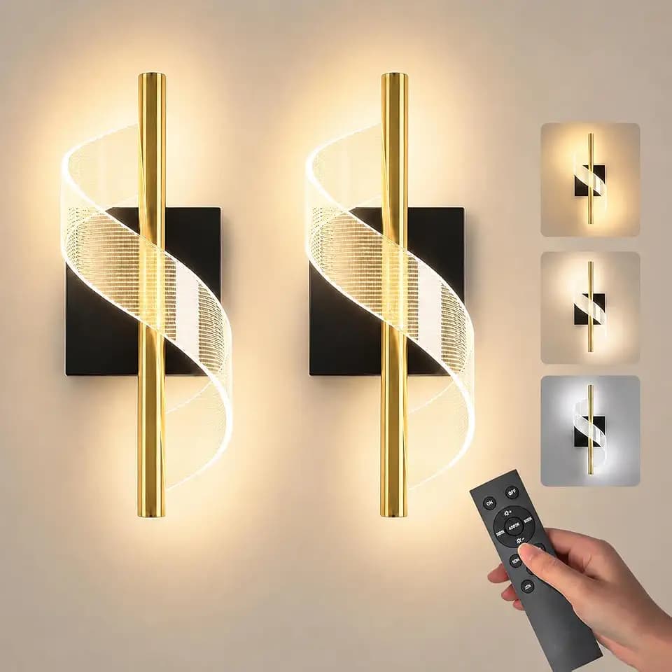 T-SUNUS Battery Operated Wall Sconces Set of 2 with Remote Control