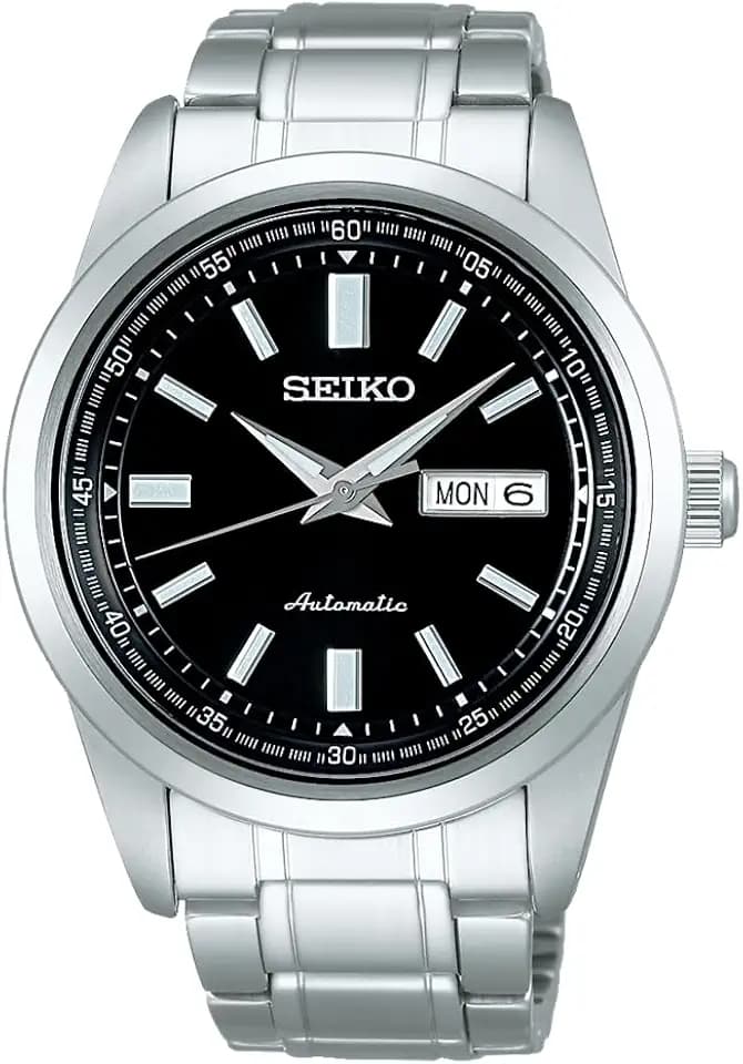 SEIKO SELECTION Men's Mechanical Calendar (Date and Week) Functional Model, Dial: Black/Case: Silver, 1個, Calendar (Date/Day) Function Model