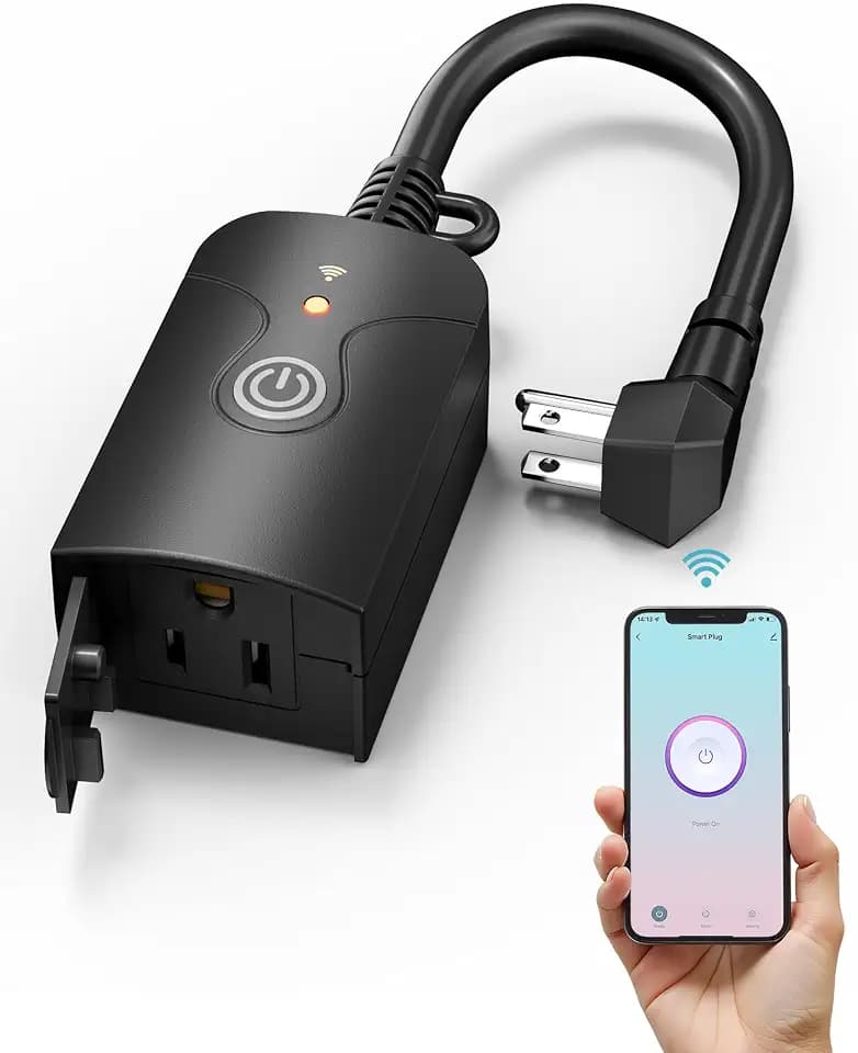 HBN Outdoor Smart WiFi Plug, Heavy Duty 1 Grounded Outlet Timer, 1 Pack