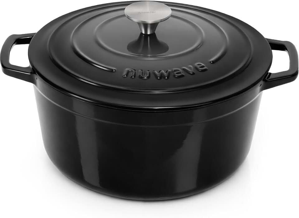 Nuwave 6QT Cast Iron Dutch Oven Pot with Lid, Heavy Duty 7-Layer Enamel