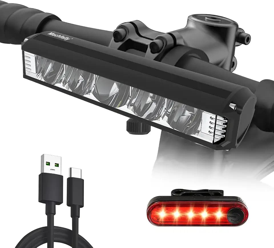 Super Bright LED Bike Light,Large Battery,USB Rechargeable Bicycle Headlight-Multiple Modes,Waterproof Bike Headlight Taillight,Daytime Running Light,Men Women Bicycle Accessories