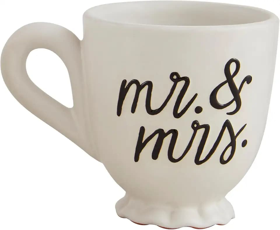 Mud Pie Mr Mrs Wedding Mug; 16 oz