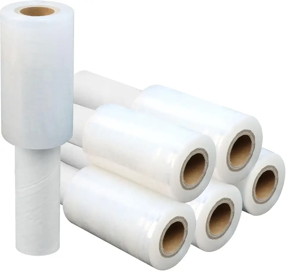 Stretch Film 4" × 1500 ft, Shrink Wrap Rolls with Handle, 80 Gauge