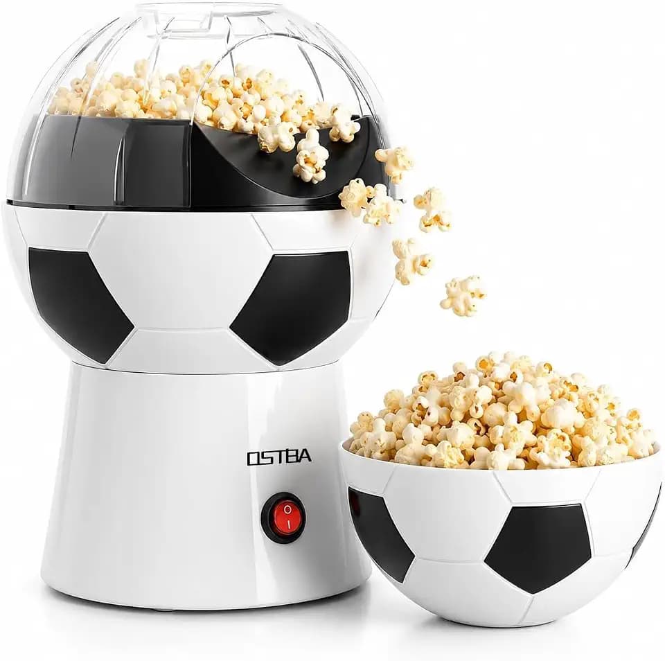 OSTBA Popcorn Maker, 12-Cup Hot Air Popcorn Popper, Soccer Ball Design