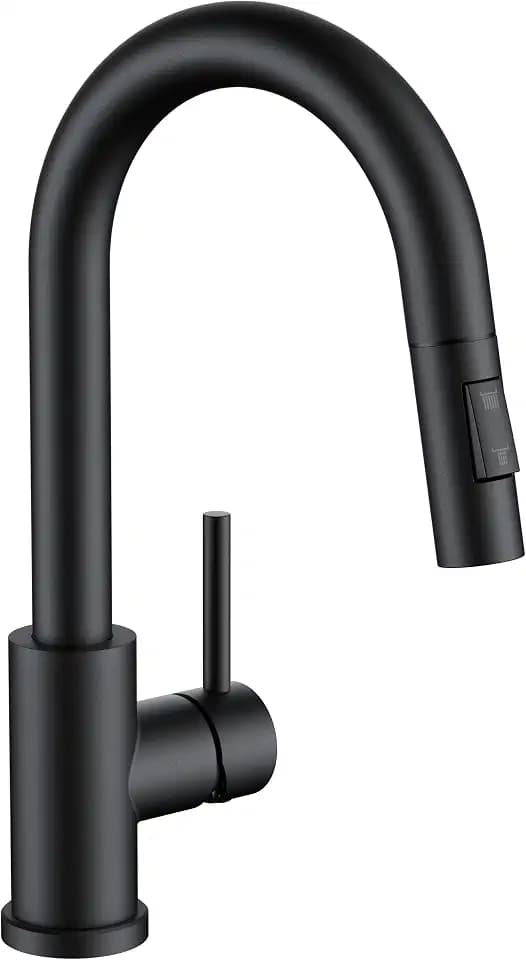 FORIOUS Black Bar Sink Faucet for Kitchen Sink, High Arc Stainless Steel