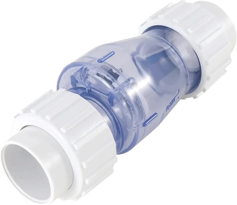 2-inch PVC Transparent Silent Check Valve - Spring-loaded - 2" Union
