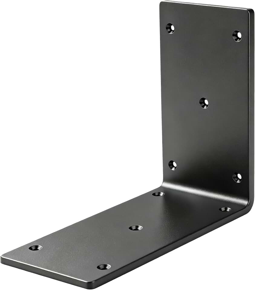 4 Pack 6" x 6" x 2-3/8" Black Steel L Bracket, Heavy Duty Corner Brace