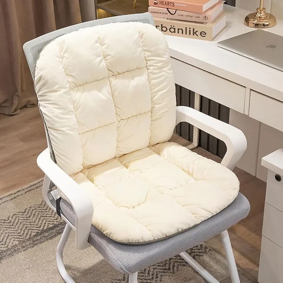 Desk Chair Cushion Non-Slip Rocking Seat Cushion Office Chair Pad Dorm Seat Cushion with High Back Support Soft Seat Pad with Ties for Office Car Home Dining Room Kitchen