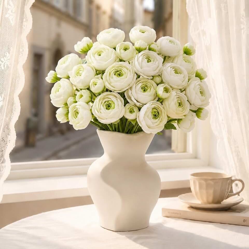 24 PCS Ranunculus Artificial Flowers, Faux Mini Ranunculus Bulk