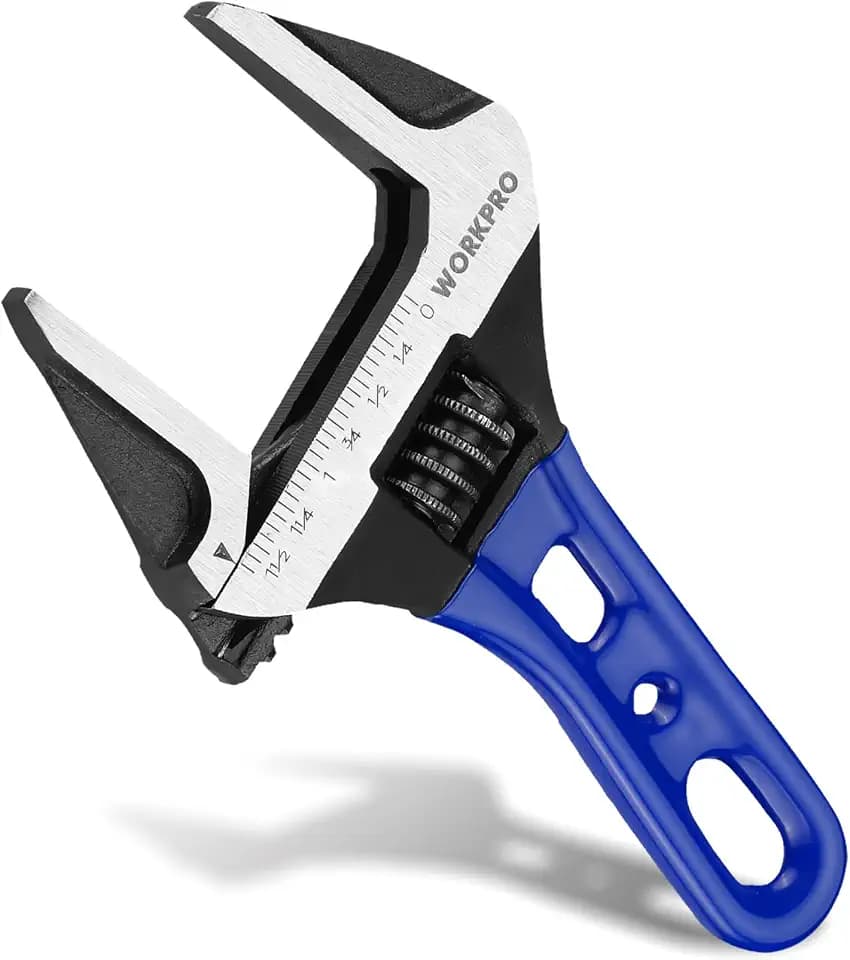 WORKPRO 6-Inch Stubby Adjustable Wrench, 1.5-Inch Extra Wide Jaw Opening
