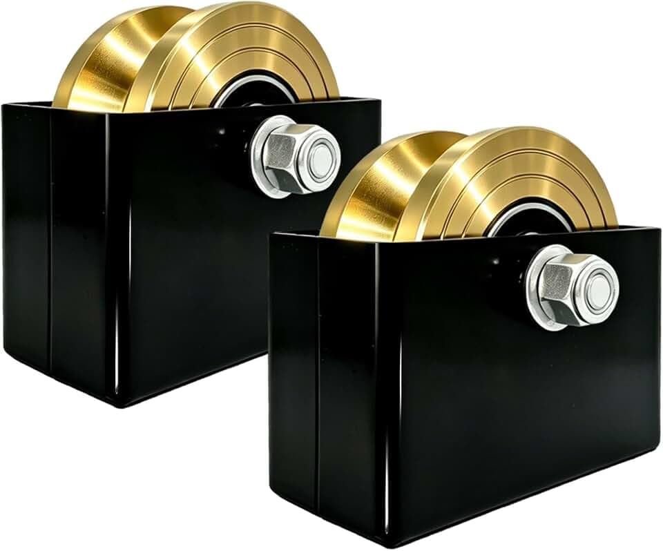 4'' Sliding Gate Rollers Wheel 2-Pack V Groove Gate Wheel, Heavy Duty Sliding Gate Rollers 3000 Lbs Capacity, Double Bearing with Welded Bracket and Screws (1-3/4" Wheel Width)