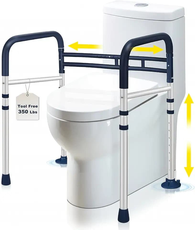 Toilet Safety Rails (350 LB), Toilet Handle Frame for Elderly