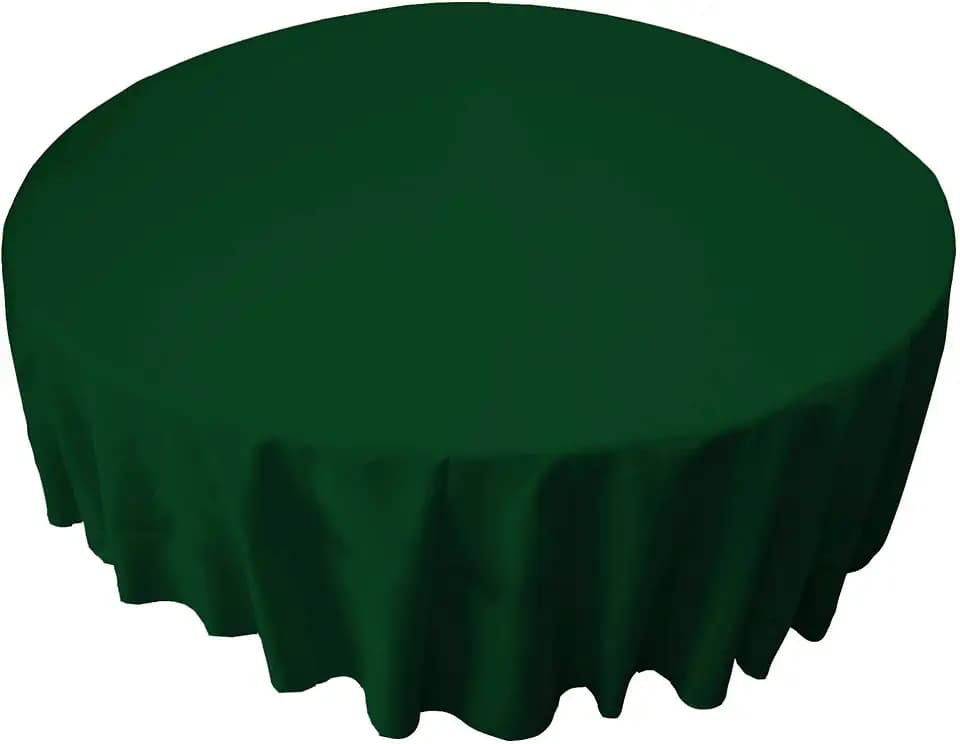 LA Linen Polyester Poplin Washable Round Tablecloth, Stain and Wrinkle Resistant Table Cover 72", Fabric Table Cloth for Dinning, Kitchen, Party, Holiday 72-Inch, Hunter Green, (TCpop72R_GreenHuntP20)