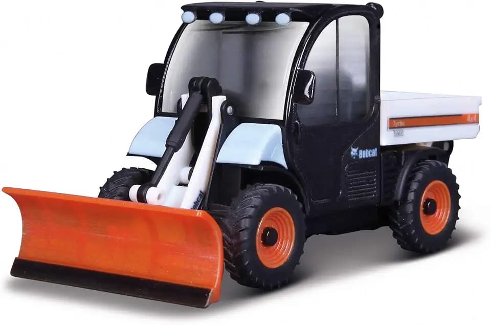 Bburago Die-Cast Bobcat TOOLCAT with Working Snow PLOW - Replica Collectible Model Toy - 1:50 Scale