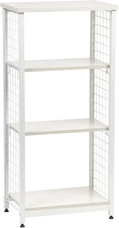 IRIS 3-Tier Open Mesh Wood-Top Shelf, Off White