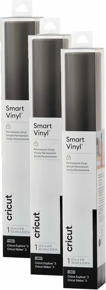 Cricut Smart Permanent Vinyl, Black, 3-Pack of 3ft Rolls (13"x36") Adhesive Craft Vinyl - Matless Cutting for cuts up to 12ft with Maker 3 / Explore 3 Machines