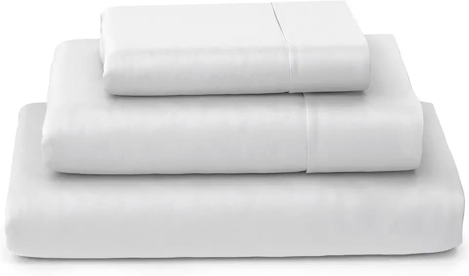 SKY BEDDINGS Egyptian Cotton Cot Sheets 33" x 75" Set, Sateen, White