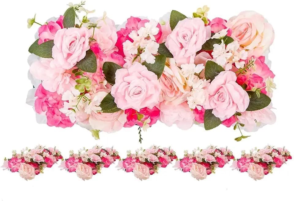 6Pcs Garland Artificial Flowers, Realistic Flower Vines for Wedding Arch Decor, Faux Silk Floral Runner Silk Hanging Flower Vines for Home Garden Outdoor Wedding Arch Party Ceremony
