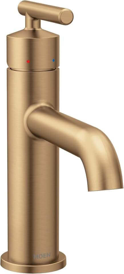 Moen Gibson Bronzed Gold One-Handle Single Hole Modern Bathroom Sink Faucet with Optional Deckplate, 6145BZG