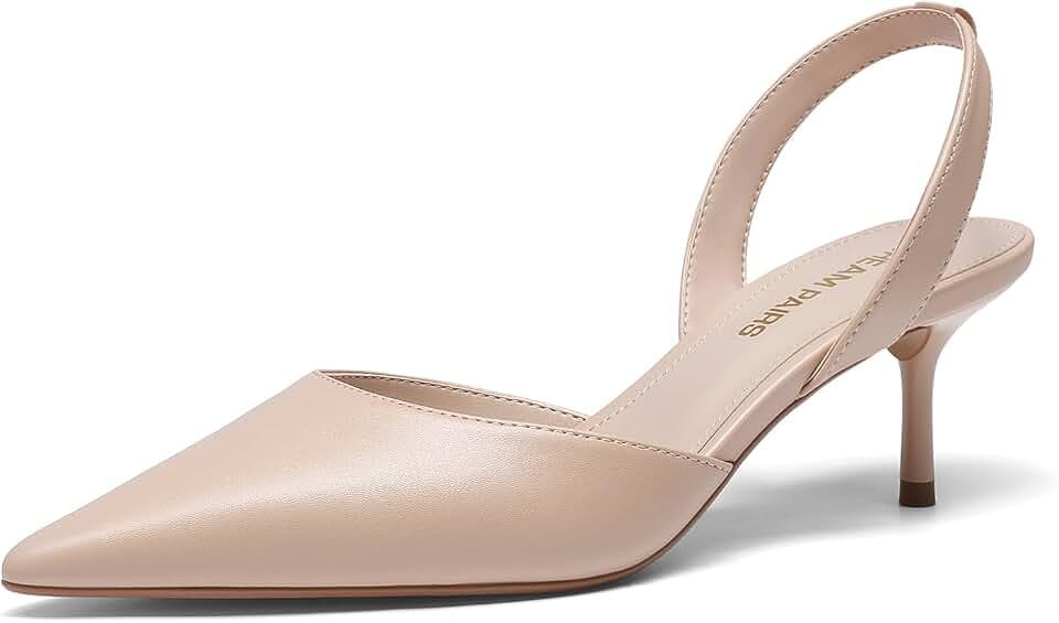 DREAM PAIRS Women's Slingback Lace Up Low Heels Pumps