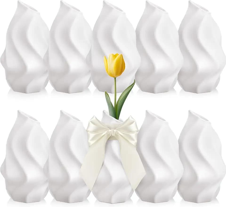 10 Pcs Plastic White Flower Vases Bulk, Creative Style
