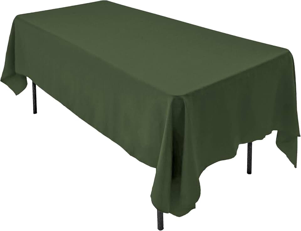 AK TRADING CO. 60 x 126-Inch Rectangular Polyester Tablecloth - Made in USA - Wrinkle-Resistant, Flame Retardant, Durable Party Table Cover, Banquet Tablecloth, Wedding Table Cover - Olive Green
