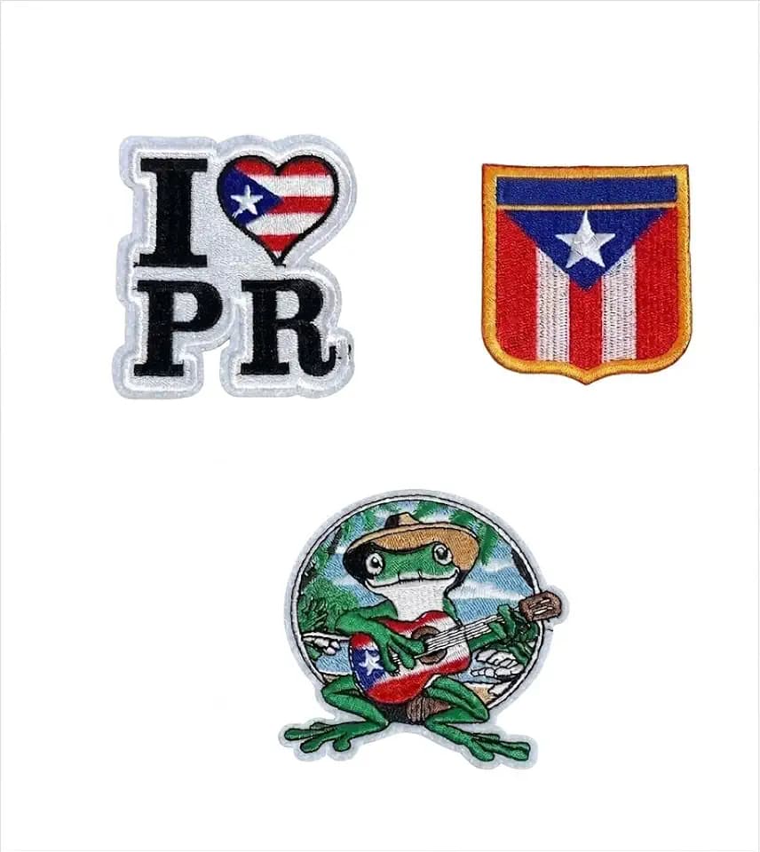 Puerto Rico Clothing Patches Set – Boricua Style Embroidered Iron-On & Sew-On Patches – Puerto Rican Flag Designs for DIY Jackets, Hats, Bags, Jeans, and Latin Pride Fashion Accessories