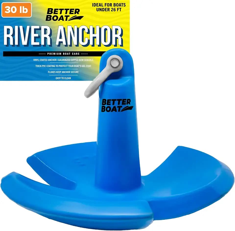 River Anchor 30 lb for Boats Up to 26 Ft Pontoon Bass Boat, Vinyl Coated