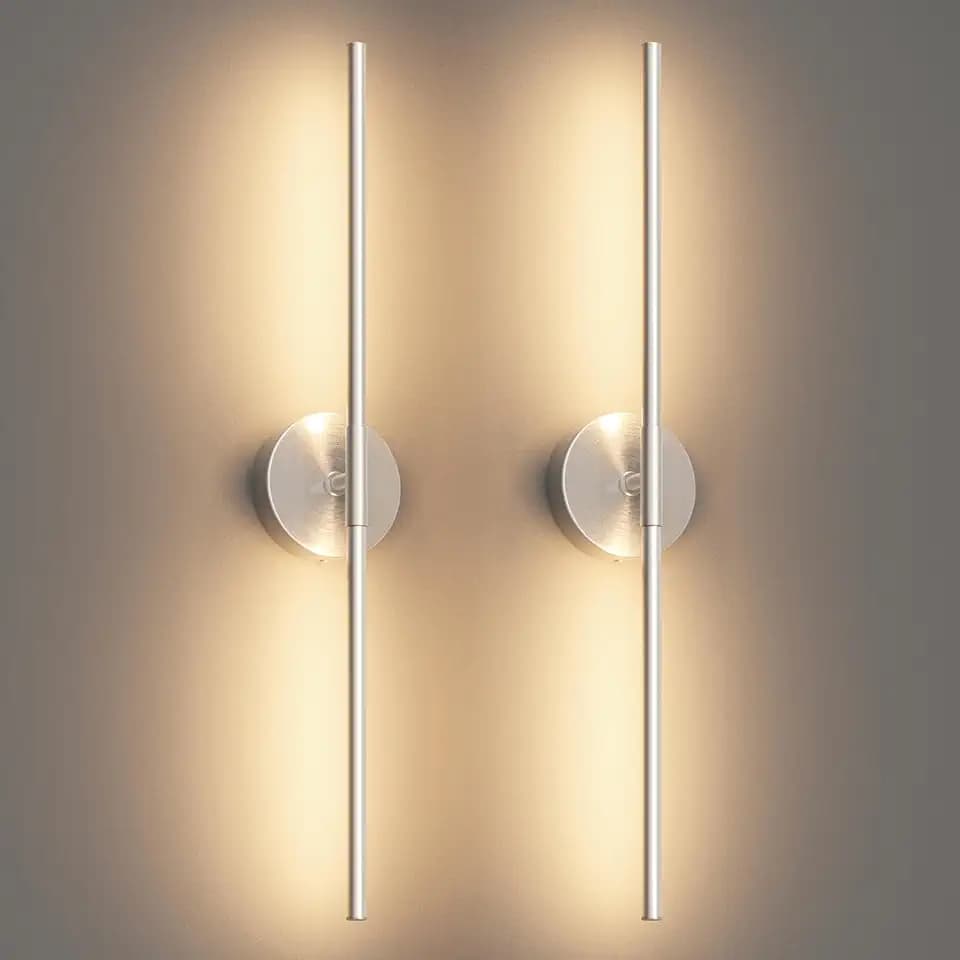 28In Sand Nickel Wall Sconces Set of Two Hardwired 3000K LED Modern Vanity Light 360° Rotatable for Living Room Bedroom Bathroom(2 Pack)