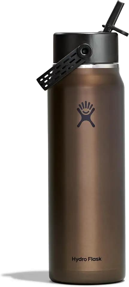 Hydro Flask 32 Oz Lightweight Wide Straw Lid - Insulated Stainless Steel Water Bottle - Hiking, Commuting Obsidian