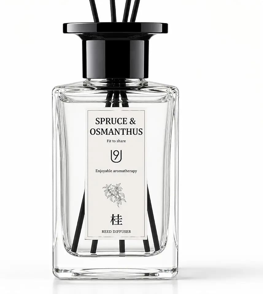 Whispering Wind Osmanthus & Magnolia Bloom Reed Diffuser, 6.8 Fl Oz – Creamy Floral Fragrance for Up to 120 Days - Reusable, Refillable Glass Holder - Includes 5 Natural Reed Sticks - Flame Free