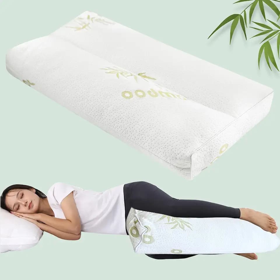 MINUPWELL Knee Pillow for Side Sleepers - 4" Height Between Leg & Under Knee Pillow for Back Sleepers - with 1060G 7D Fiber for Relieving Leg, Back, and Knee Pain - Rayon Derived from Bamboo