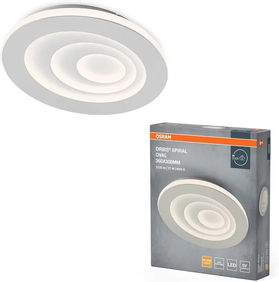 Osram ORBIS SPIRAL OVAL LED Deckenleuchte, weiß, 27W, 2400lm, 360mm Durchmesser, sehr homogene Lichtverteilung, indirektes Licht, lange Lebensdauer, 3000K