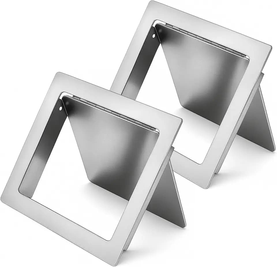 2 Pcs 304 Stainless Steel Trash Chute Lid Replacement, 7" x 9" Side Mounted Trash Chute with Hinged Inward Flip Garbage Bin Lids for Home Bathroom Commercial Cabinet Kitchen (Side-swing Lid)