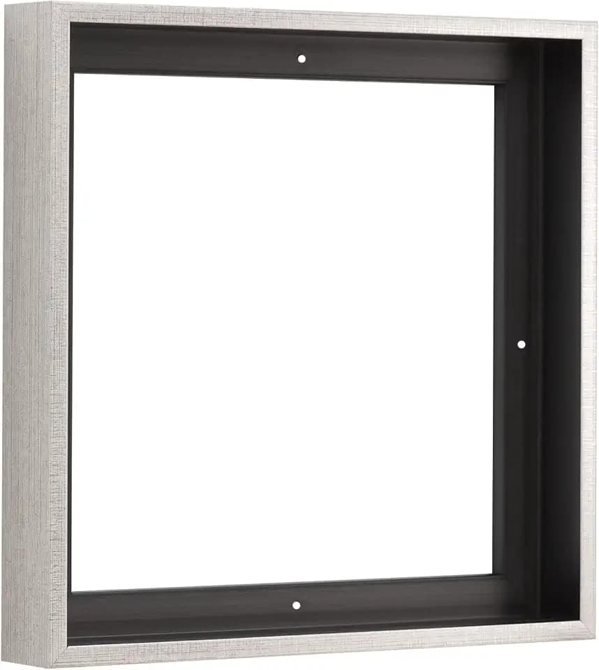 PIXY CANVAS Floater Frame 16x16 for 1-1/2 (1.5) inch Deep Canvas Paintings/Canvas Prints/Wood Canvas Panels/Wall Art/Wall Decor/Home Decor/Artwork (Antique Silver, 16 x 16 inch, Square)