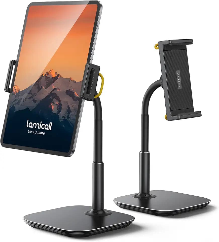 Lamicall Tablet Ständer Verstellbare, Tablet Halterung - Universal Halter, Stand für 2022 iPad Pro 9.7, 10.5, 12.9, iPad Air mini 2 3 4, für Switch, Tab, iPhone, und Tablet mit 4.7-13 Zoll - Schwarz