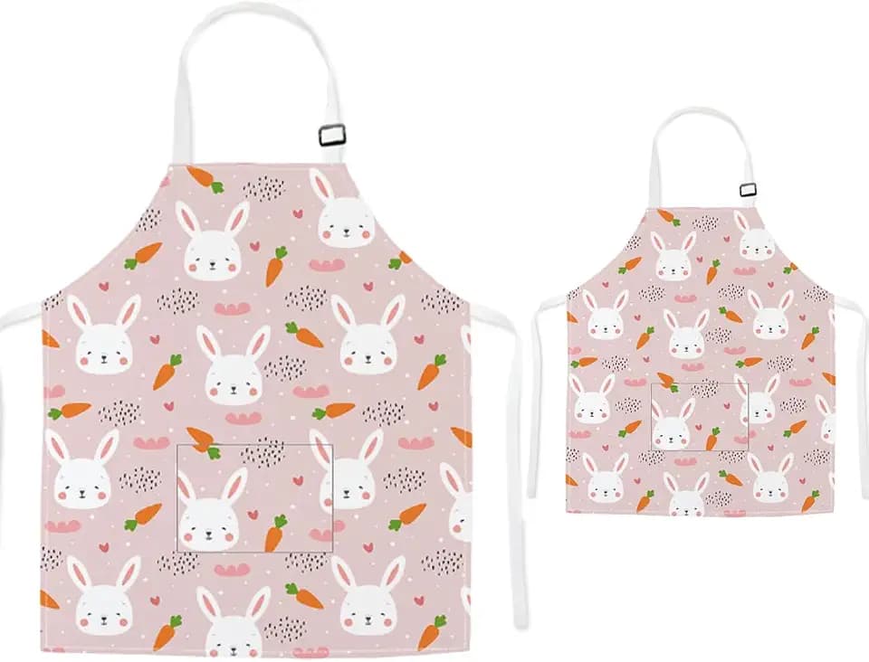 Parent Child Aprons with Pocket - Cute Dinosaur Matching Aprons for Kids and Adults