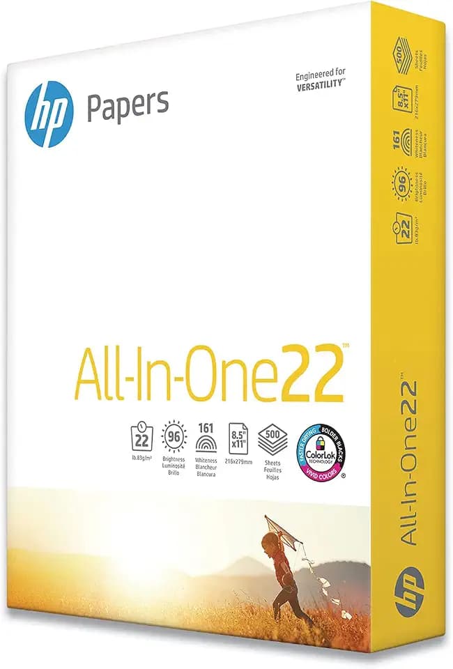 HP Papers | 8.5 x 11 Paper | All In One 22 lb | 1 Ream - 500 Sheets | 96 Bright | Made in USA - FSC Certified | 207010R