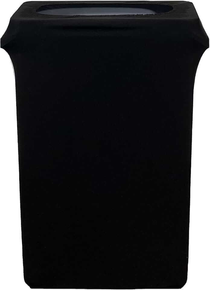 YOUR CHAIR COVERS - 23 Gallon Black Spandex Slim Jim Narrow Trash Can Cover – Wrinkle-Resistant, Stretchable, and Stylish for Events and Commercial Use (Cover ONLY, Trash CAN NOT Included)