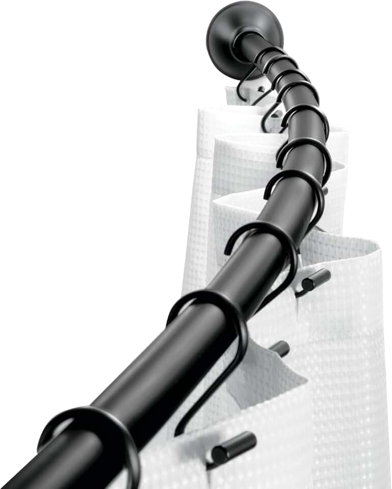 iDesign Curved Metal Shower Curtain Rod, Adjustable Customizable Curtain Rod for Bathtub, Stall, Closet, Doorway, 41-72 Inches, Matte Black,79077