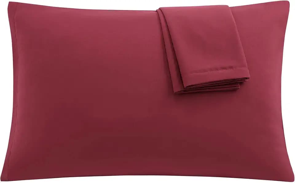 uxcell Microfiber Pillowcases Set of 2, Zipper Standard 20x26 Wine