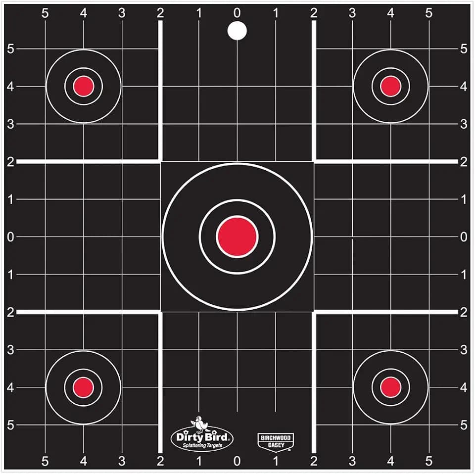 Birchwood Casey Dirty Bird 12" Sight in Target 100 Sheet Pack, White Splatter, Black, One Size, Shooting Sport Target