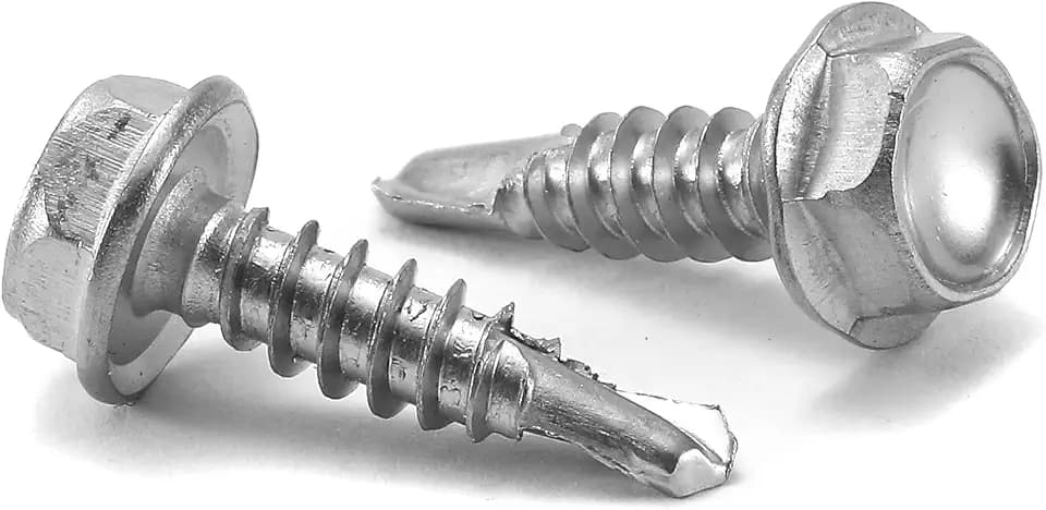 #8 x 3/4" Sheet Metal Screws 100PCS 410 Stainless Steel Hex Washer Head Fast Self Tapping Screws by SG TZH