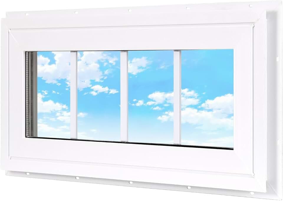 Vinyl Transom Household Fixed Window 10" x 23" White